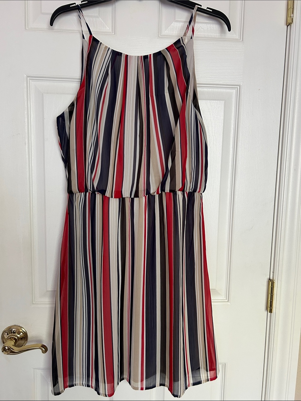 NWT Tacera halter dress with Navy & Red and white stripes PL